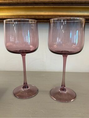 Our Place Tinted Wine Glasses Set of 2 Goblets Rose Purple Color 12oz NEW In Box